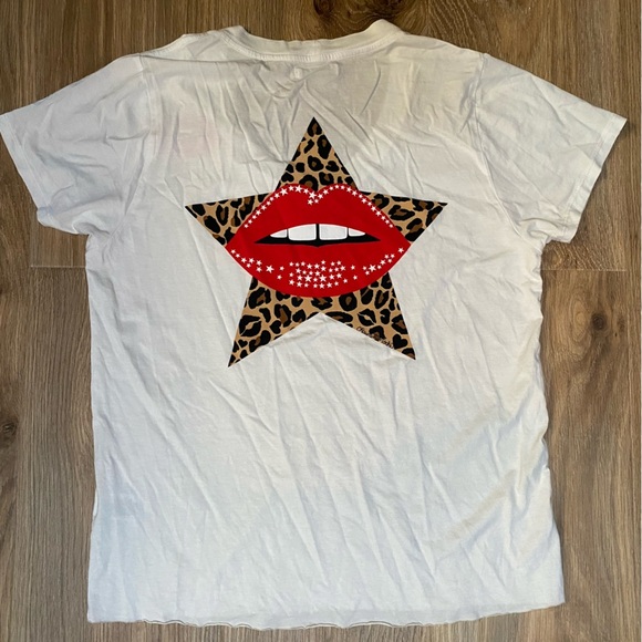 New Lauren Moshi Leopard Star Lip Tee - Picture 4 of 9